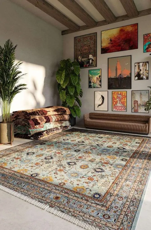 Blue and beige Persian carpet gallery