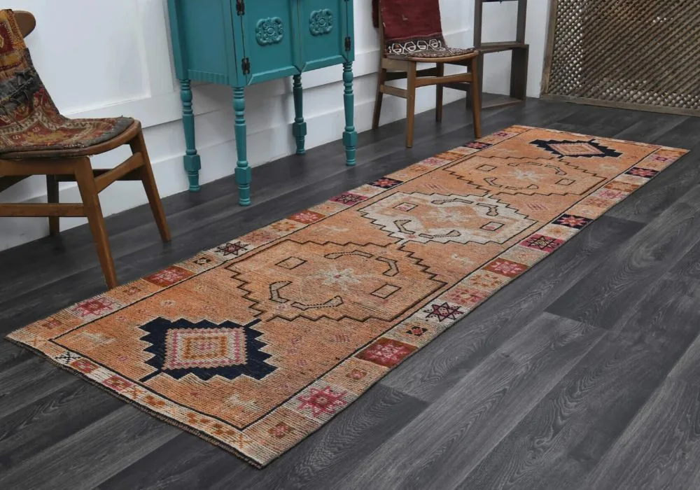 Ethnic orange geometric runner rug in Dubai